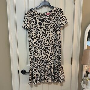 Betsy Johnson leopard print dress with ruffle sz 14